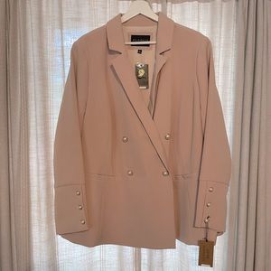 NWT Eloquii blush blazer with pearl and gold buttons